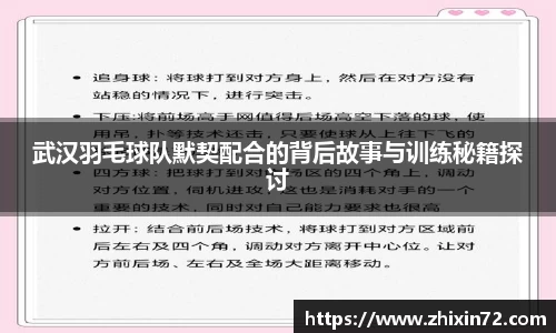 武汉羽毛球队默契配合的背后故事与训练秘籍探讨